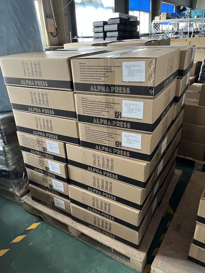 Pallet of Alpha Press cartons